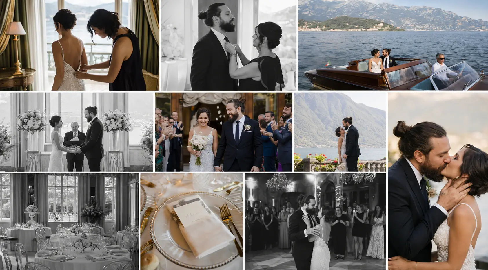 Collage of a Lake Como wedding at Grand Hotel Tremezzo.